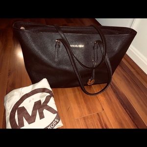 Michael Kors Black Leather Tote Bag